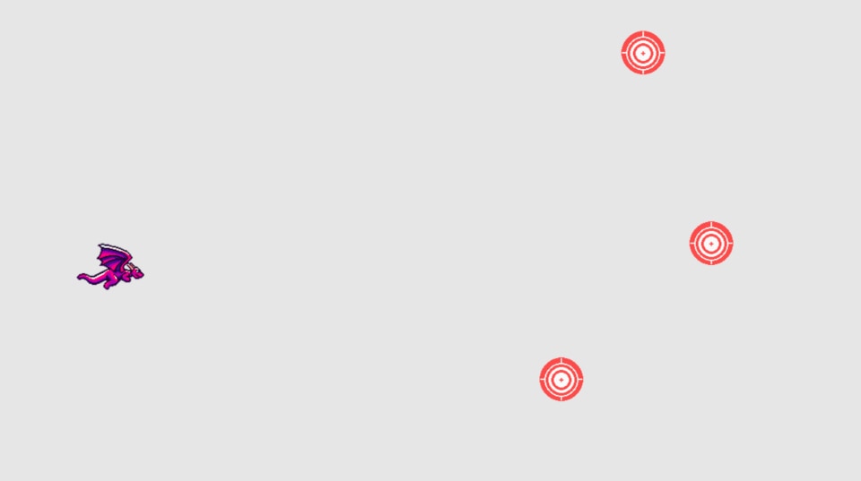 dragon sprite with three targets rendered to the right